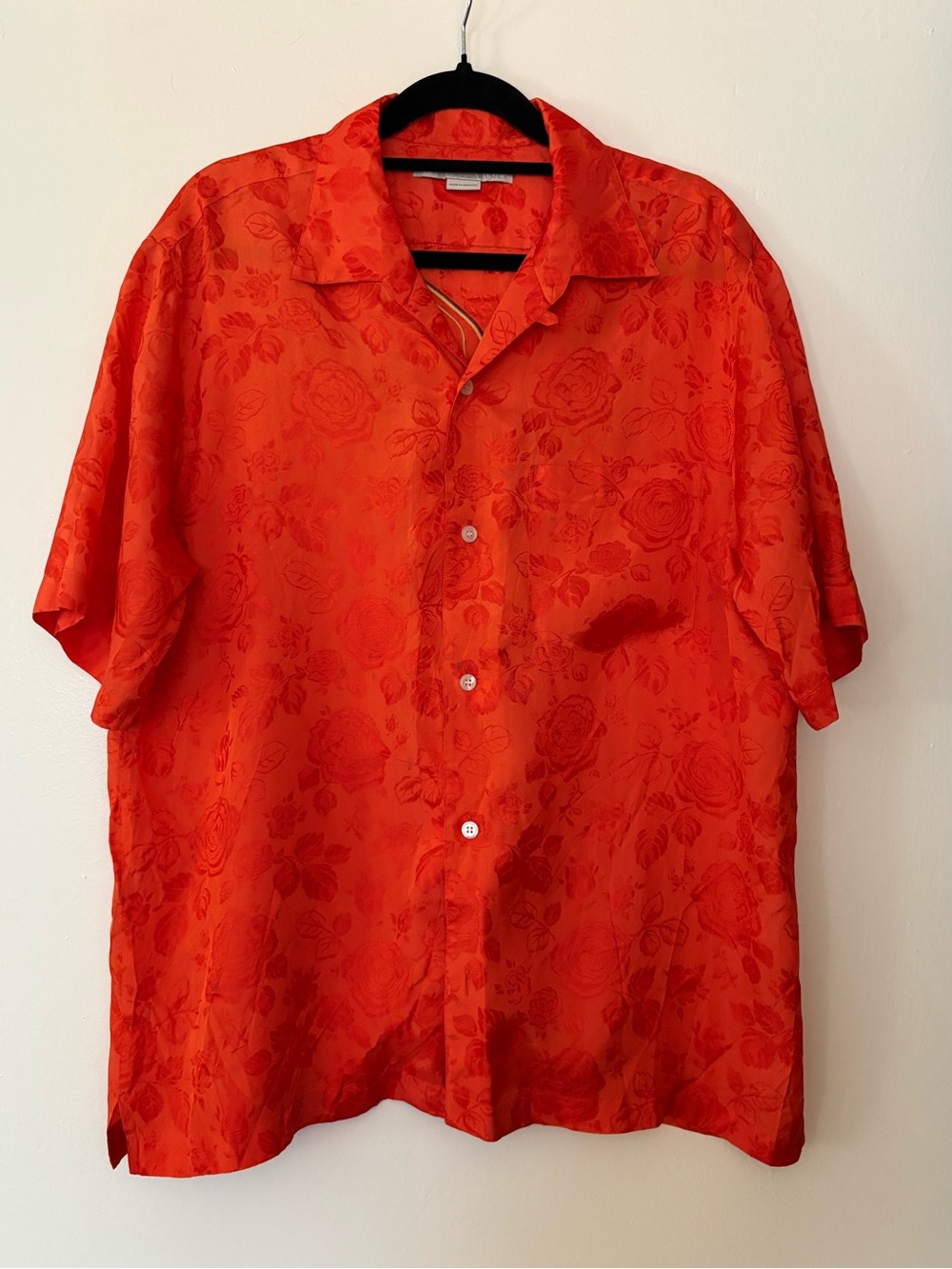 Stella McCartney Orange Floral Short-Sleeve Button-Down Shirt